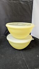 Two Vintage Tupperware Wonderlier Bowls Container Yellow With Sheer Lids picture