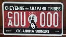 Cheyenne & Arapaho OU Sooners License Plate Prototype/Sample Oklahoma picture