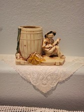 Vintage McCoy Pottery Calypso Line Man & Dog Banana Barrel Planter 5x7” picture