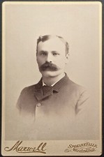 1890s Cabinet Card Portrait Maxwell Studio Spokane Falls WA Mustache Gentleman picture