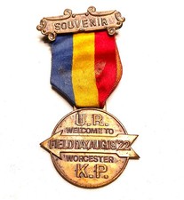1922 Knights of Pythias UR Worcester Field Day Medal Ribbon Bastian Bros NY picture