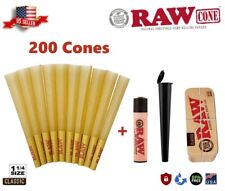 Authentic RAW Classic 1 1/4 Size Pre-Rolled Cones 200 Pack & Clipper & Caddy picture
