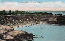 Vintage La Jolla Bathing Beach Postcard - E. C. Kropp - California Linen picture