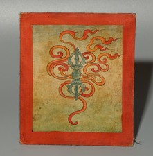 Tibet 19th Century Old Antique Buddhist Tsaklis Miniature Thangka Vajra Dorje picture