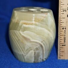 Vintage Marble/Onyx Stone Pencil/Pen Holder/Paperweight, Polished & Round  picture
