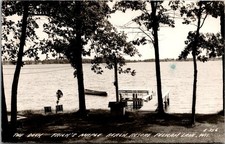 Vtg Pelican Lake Wisconsin WI The Dock Frick's Maple Beach Resort RPPC Postcard picture