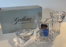 Gorham Amore Full Lead Crystal 3 Piece Set Ringholder Vase Frame Germany picture