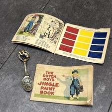 Vtg Dutch Boy Paints Watercolor Jingle Paint Coloring Book 1922 Dutch Boy +Spoon picture