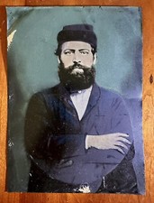 ANTIQUE CIVIL WAR UNION SOLDIER TINTYPE FULL PLATE PHOTOGRAPH HAND PAINTING picture