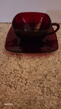 Vintage Anchor Hocking Ruby Red Cup And Saucer picture