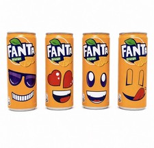 4 Empty Cans Fanta Orange Cool Faces Set 300ml Egypt 2022 Discontinued HTF picture