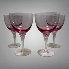 4 Discontinued Tiffin Franciscan Wistaria Pink Crystal Water Goblets 1950-1967 picture