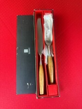 VTG Dansk Fjord Carving Set Teak Wood Handle Carving Knife & Fork/ Prong Gift picture