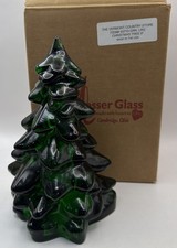 Mosser Glass Christmas Holiday Tree 8” Hunter Green Vintage picture