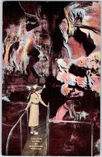 VINTAGE OREGON CAVES SOUTHERN OREGON WOMAN WALKWAY LINEN POSTCARD OT picture