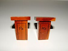Outhouse Ma & Pa Wood Salt & Pepper Shakers, Muncie IN, Age Unknown, pre-owned picture