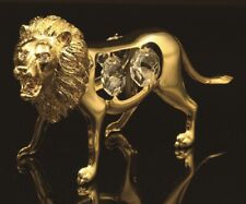 SWAROVSKI CRYSTAL ELEMENTS STUDDED LION LEO DECOR FIGURINE 24K GOLD PLATED picture