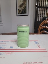VTG Jeannette Jadeite Uranium Glass Beehive Ribbed Coffee Canister 🔥** READ ** picture