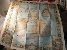 ANTIQUE MODERN PILGRIM'S MAP OF THE BRITISH ISLES June 1937 National Geographic picture
