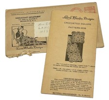 Vtg 1940s WW2 Era Laura Wheeler Needlecraft Pattern 609 Crocheted Square picture