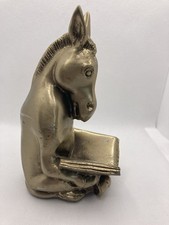 Vtg PM Craftsman Donkey Reading A Book Bookend Brass Figurine Made In USA picture