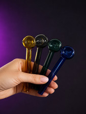 Borosilicate Glass Pipe 10cm / 4” – Durable Handcrafted Glass – Assorted Colors picture