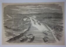1866 Foote's Gun Boats Ascending to Attack Fort Henry (Civil War) Engraving picture