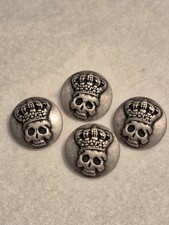 Nicky Epstein RARE SKULL KING shank Buttons.  Lot Of 4 Pewter.  1/2