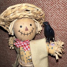 Vintage AVON Handcrafted Corn Husk Fabric Wood Whimsical 6.5