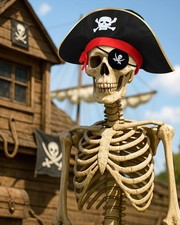 Pirate Captain Costume Set for 12 Ft Halloween Skeleton Giant Hat Eye Patch picture
