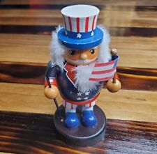Uncle Sam Nutcracker Wood USA Blue Red Mini 5” Vintage 4th July America Decor picture