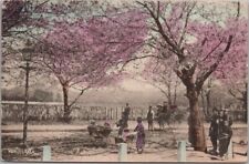 1909 Japanese Hand-Colored Postcard Cherry Blossoms / Park Scene / Portland Ore. picture
