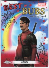 2025 Topps Chrome Best Bubs Peter (Rob Delaney) Auto Deadpool Red 3/5 picture