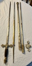 Lot of Vintage Knights of Columbus Ceremonial Sword Parts / Blades / Scabbards picture