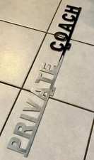 Vintage PRIVATE COACH Chrome 29” Vehicle Sign Emblem BUS HEARSE TRUCK VAN AUTO picture