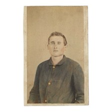Civil War Union Soldier CDV Photo Hand Tinted Infantry Uniform New York 1860s picture