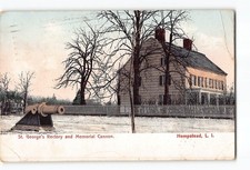 Hempstead Long Island NY Postcard 1912 St. George's Rectory And Memorial Cannon picture