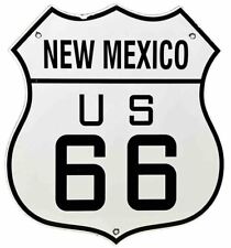 VINTAGE US ROUTE 66 NEW MEXICO PORCELAIN METAL HIGHWAY SIGN GAS OIL ROAD SHIELD picture