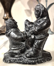 Wolf Original Eskimo Inuit Couple With Seal Soapstone Made In Canada picture