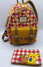 Loungefly Pokemon Pikachu Picnic Basket Mini Backpack &Matching Wallet Set picture