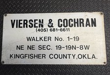 Vintage Metal Oil Field Lease Sign Kingfisher County Oklahoma Walker Well 12x24” picture