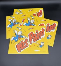 (4) Vintage 1987 Donald Duck Wet Paint Signs Walt Disney Company Paint Prop Lot picture