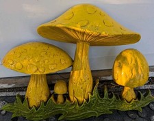 Vintage Dart Industries Mushroom Wall Plaque Yellow Hippie 1970s Art USA Made picture