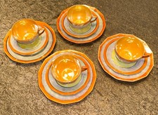 Set Of 4 Antique Japanese Lusterware Tea Set 12pc Setting Circa 1920s Art Deco picture