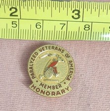 Vintage Paralyzed Veterans of America Honorary Member Gold Tone Lapel Pin picture