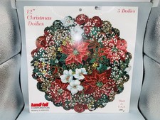 VTG Handi-Foil Corporation Poinsettias 12” Paper Christmas Doilies NOS picture