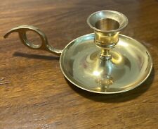 Handcrafted Brass Chamberstick Candle Stick Holder w/ Finger Ring Made In India picture