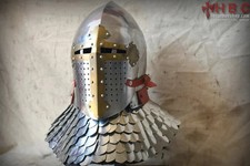 Medieval Sugar Loaf Helmet With Scale Collar Buhurt Reenactment Helmet Armor picture