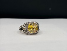 David’Yurman Sterling Silver 14mm Yellow Lemon Citrine & Pavé Ring Sz 10 picture