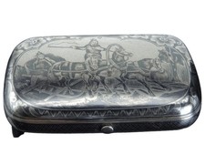 c1880 Austro-Hungarian 800 Niello sterling silver Cheroot Case Snuff box picture